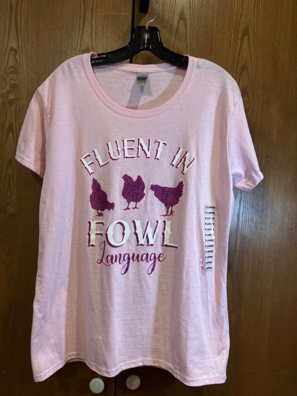 Graphic T-Shirt Sparkling Hens "Fluent In Fowl Language" XL Gildan Brand